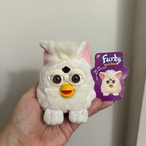 Vintage 1999 Furby Buddies White & Brown Eyes "Love Hug" Tiger Plush